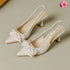 Bow Decor Pointy Toe Sling Back kitten Heels